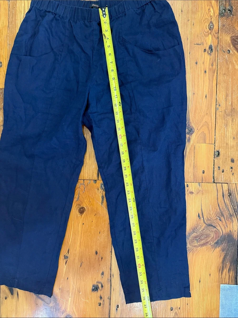 Quince 100% European Linen Tapered Ankle Pant Deep Navy Size Large